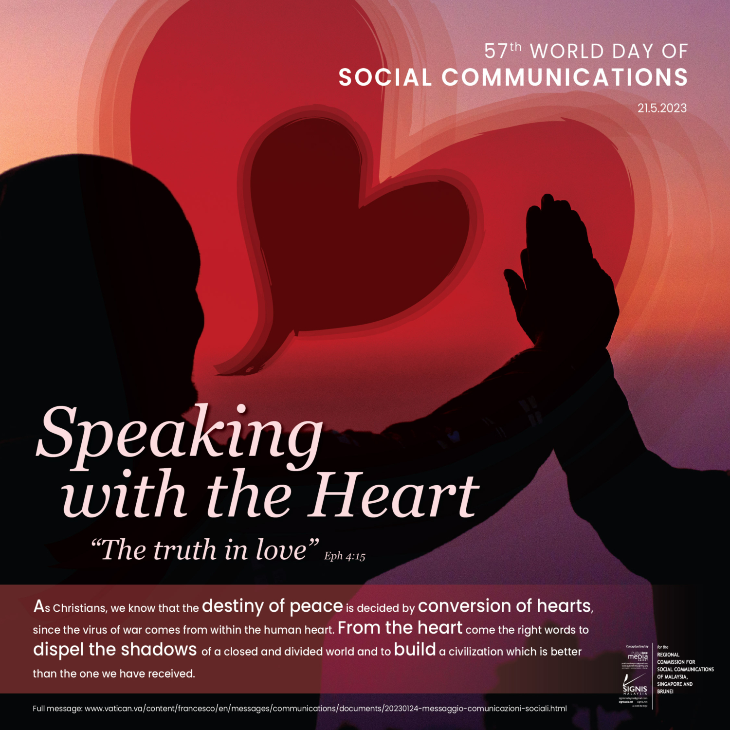 The Catholic Church observes the 57th World Day of Social Communications on May 21, 2023.